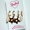 Providence College Spirit Earring Stack with white mini enamel bolts and black starboys