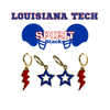 Louisiana Tech Spirit Earring Stack with red mini enamel bolts and cobalt starboys