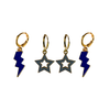 Memphis Spirit Earring Stack with grey mini enamel bolts and cobalt starboys