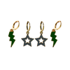 Loyola Maryland Spirit Earring Stack in green and grey, Greyhounds huggie hoop earrings (view 10)