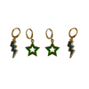 Loyola Maryland Spirit Earring Stack in green and grey, Greyhounds huggie hoop earrings (view 9)