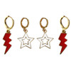 Washington University in St. Louis Bears Spirit Earring Stack: red mini enamel bolts and white statement open starboy huggies