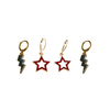 MIT Spirit Earring Stack with maroon mini enamel bolts and grey starboys