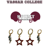 Vassar College Spirit Earring Stack in grey and maroon, Brewers huggie hoop earrings