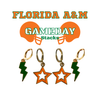 Florida A&M Spirit Earring Stack with orange mini enamel bolts and green starboys