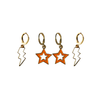 Texas Spirit Earring Stack with white mini enamel bolts and orange starboys