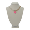 Pearl and Chain Barbie Pink Statement Heart Necklace Background Removed