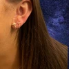 wearing "orbiter" moon and star glitzy stud earrings