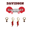 Davidson Classic Gameday Earring Stack with red mini enamel bolts and black baby stars