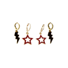 Davidson Spirit Earring Stack with red mini enamel bolts and black starboys