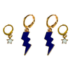 Villanova Classic Gameday Earring Stack with white mini enamel bolts and cobalt baby stars