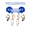 Villanova Classic Gameday Earring Stack with white mini enamel bolts and cobalt baby stars