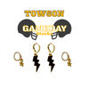 Towson Classic Gameday Earring Stack with black mini enamel bolts and golden yellow baby stars