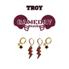 Troy Classic Gameday Earring Stack with black mini enamel bolts and maroon baby stars