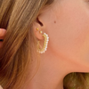 Gold and Pearl Hoop Earrings