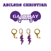 Abilene Christian Classic Gameday Earring Stack with purple mini enamel bolts and white baby stars