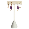 High Point Classic Gameday Earring Stack with purple mini enamel bolts and white baby stars