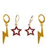 Colorado Mesa University Spirit Earring Stack with maroon mini enamel bolts and gold starboys