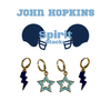 Johns Hopkins Spirit Earring Stack with navy mini enamel bolts and baby blue starboys