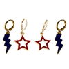 Howard University Spirit Earring Stack with navy mini enamel bolts and red starboys