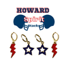 Howard University Spirit Earring Stack in navy and red, Bison huggie hoop earrings (view 2)