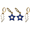 Saint Louis University Spirit Earring Stack with white mini enamel bolts and cobalt starboys