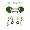 Stetson Spirit Earring Stack with green mini enamel bolts and white starboys
