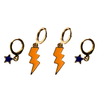Emory Classic Gameday Earring Stack with orange mini enamel bolts and navy baby stars