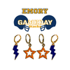 Emory Spirit Earring Stack with orange mini enamel bolts and navy starboys