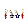 Dayton Spirit Earring Stack in navy and red, Flyers huggie hoop earrings (view 8)