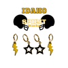 Idaho Spirit Earring Stack with black mini enamel bolts and golden yellow starboys
