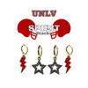 UNLV Spirit Earring Stack with grey mini enamel bolts and red starboys