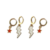 Stanford Classic Gameday Earring Stack with white mini enamel bolts and red baby stars