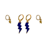Michigan Classic Gameday Earring Stack with navy mini enamel bolts and gold baby stars
