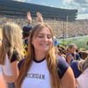 Wearing the Michigan Classic Gameday Earring Stack for Wolverines game day
