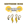 Southern Miss Classic Gameday Earring Stack with golden yellow mini enamel bolts and black baby stars