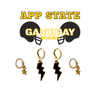 Appalachian State Classic Gameday Earring Stack with black mini enamel bolts and golden yellow baby stars