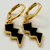 WVSU Classic Gameday Earring Stack in black and golden yellow, Yellow Jackets huggie hoop earrings (view 5)