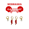 Nebraska Classic Gameday Earring Stack with red mini enamel bolts and white baby stars