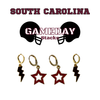 University of South Carolina Spirit Earring Stack with maroon mini enamel bolts and black starboys