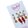 Boston College Classic Gameday Earring Stack in golden yellow and maroon, Eagles huggie hoop earrings (view 5)