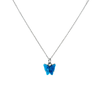 Silver pearly butterfly necklace in blue
