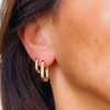 Wearing 14K Gold Filled Rectangle Hoops