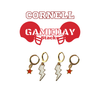 Cornell Classic Gameday Earring Stack with red mini enamel bolts and white baby stars
