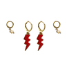 Cornell Classic Gameday Earring Stack with red mini enamel bolts and white baby stars