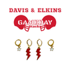 Davis & Elkins Classic Gameday Earring Stack with red mini enamel bolts and white baby stars