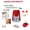 Lamar University Cardinals game day outfit inspiration with the Lamar University Classic Gameday Earring Stack