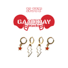NJIT Classic Gameday Earring Stack with white mini enamel bolts and red baby stars