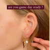 NJIT Classic Gameday Earring Stack in white and red, Highlanders huggie hoop earrings (view 2)