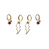 New Mexico State Classic Gameday Earring Stack with maroon mini enamel bolts and white baby stars